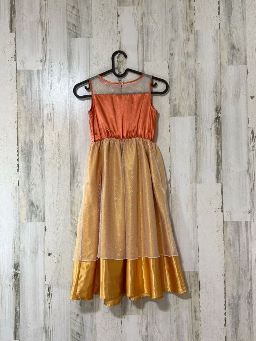 Moana Inspired Costume Dress Gold Orange Satin - Picture 15 of 15